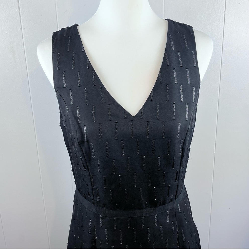 NWT Banana Republic Elegant Metallic Black Chiffon Dress • Size 8 - Picture 5 of 15